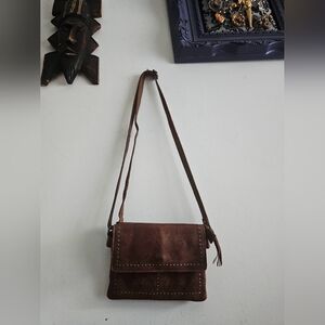 Latico Tan Leather adjustable Crossbody Bag Multiple Compartments